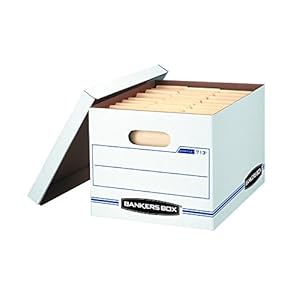 Bankers Box 12 Pack STOR/FILE Basic Duty File Storage Boxes, Standard Assembly, Lift-off Lid, Letter/Legal, White/Blue