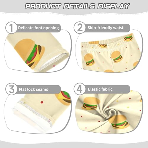 Burger Polka Dot Girls Leggings,Workout Leggings for Girls Toddler Athletic Legging Size for 3-10T3