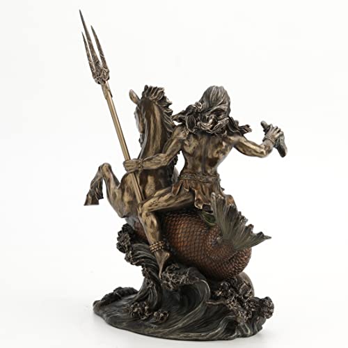 Estatua de Resina Poseidón Montando Hippocampus Acabado Bronce miniatura 4