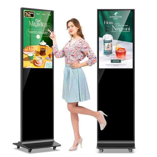 Image of MWE 32 Inch Indoor Digital Signage Displays Touchscreen Kiosk Floor Standing Advertising Display LCD Poster Interactive Display Android System with Auto Media Player