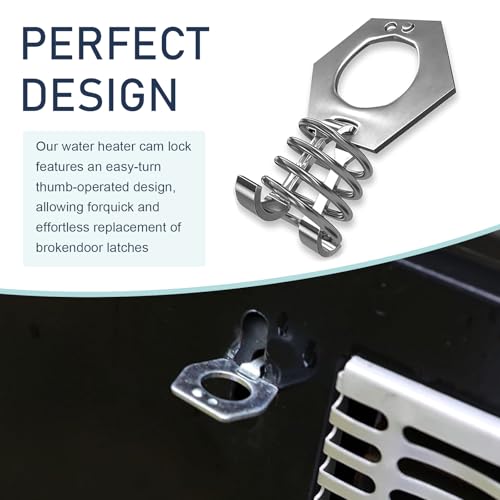 Image of QODOLSI 2 PCS RV Water Heater Cover Latch Fastener, Easy-operation 0.6 inch Thumb Ring + 0.9 inch Spring Stainless Steel Water Heater Door Latch Torque Cam Lock, Modification Parts, for Cars, RVs (Silver)