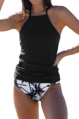 Beachsissi Womens Tankini Ruched Design Tummy Control Bathing Suits