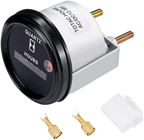 kosiwun Mechanical Round Hour Meter Engine Gauge DC AC 6V to 80V Waterproof for Truck Tractor Excavator Boat Generator Aerial Lift Auto ATV UTV