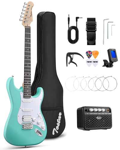 Tostar Electric Guitar Kit with Amp, 39' Full Size 6 String, Lightweight, Rounded Body Design, 5-Way...