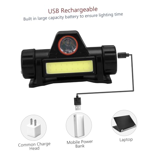 Linterna frontal LED recargable de 1200mAh con ajuste angular y carga USB para trabajo 5