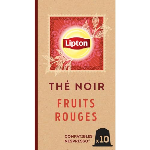 Lipton, Thé Noir, Goût Fruits Rouges, Capsules Compatibles Nespresso, Vitalité, Ingrédients d'Origine 100% Naturelle, 10 Capsules