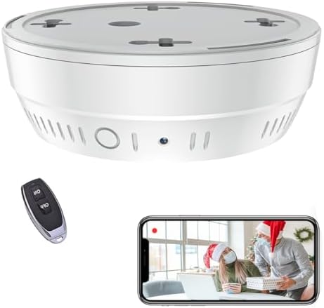 Lizvie Smoke Detector Camera, 10000mAh with 24/7 Loop, 1080P Night Vision and Motion Detection, 2.4G WiFi & APP Remote Control/SD Storage/Device Sharing Hidden Camera for Home Safe