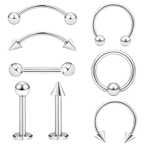COYUN 8 Piezas Piercing PláTano Ceja Labio Ombligo Tragus HéLice Oreja Piercing Conjunto 316l Acero QuirúRgico Negro,Titanium Bent Curved Barbell Banana Nipple Navel Ceja Piercing | Ya disponible en tu tienda friki favorita! En mundofriki.es!