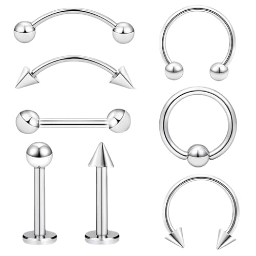 COYUN 8 Piezas Piercing PláTano Ceja Labio Ombligo Tragus HéLice