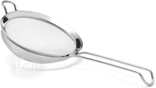 YBM Home Colador de malla fina de acero inoxidable con mango para enjuagar granos, frijoles y frutas de arroz, 6.5 pulgadas
