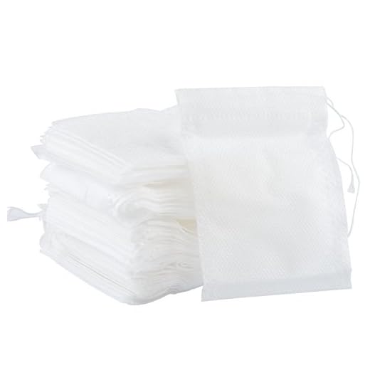 Naler 100 st. tepåsar tefilter engångs vit självpåfyllningsbar filterpåse med låsbart band för te fruktte teblommor krydda örtpulver (7 x 9 cm)