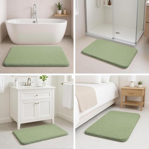 Tapis de bain vert 40x60 super absorbant lavable pour douche
