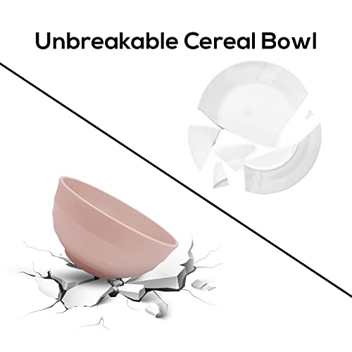 Numkey 60 Oz [Set Of 4] Wheat Straw Bowls, Salad Bowls, Large Cereal Bowls, Soup Bowls, Unbreakable, Oversized, Lightweight, Dishwasher & Microwave Safe, Dinner Bowls For Kitchen (Pink) #TOP5