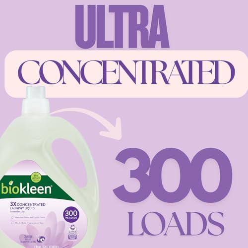 Image of Biokleen Natural Laundry Detergent - 300 HE Loads - Liquid, Eco-Friendly, Plant-Based, No Artificial Fragrance, Colors or Preservatives, Lavender Lily, 150 Fl Oz