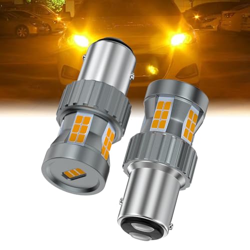 Teguangmei Upgrade 1157 LED Bulb Amber Yellow 23W Super Bright Built in Resistor Canbus Error Free Anti Hyper Flash BAY15D 2057 2357 7528 Front Rear Turn Signal Light (2PCS)
