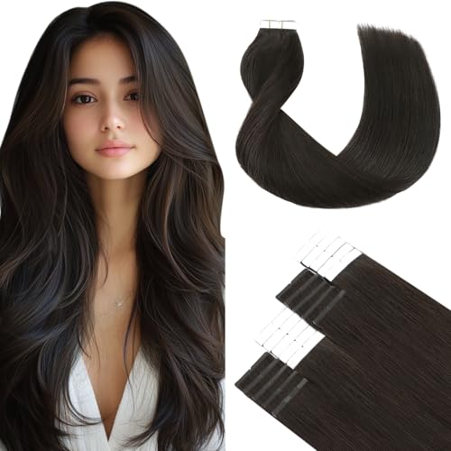 SURNEL Extensiones Adhesivas Pelo Natural, 50cm 50g 20 Piezas, Castaño Oscuro Extensiones de Adhesivas Natural Extensiones Pelo Remy Extensiones Cabello Postizos Mujer(T#2 50cm)