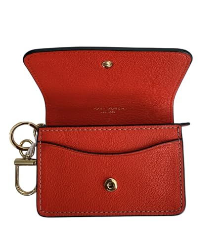 Tory Burch Women's Thea Texrured Leather Flap Card Case Wallet (Poppy Red)4