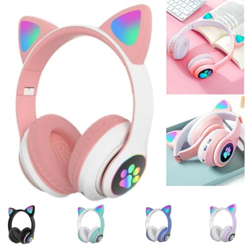 Fone De Ouvido Com Led Infantil Orelhinha Gato MUSICA SEM FIO COL...