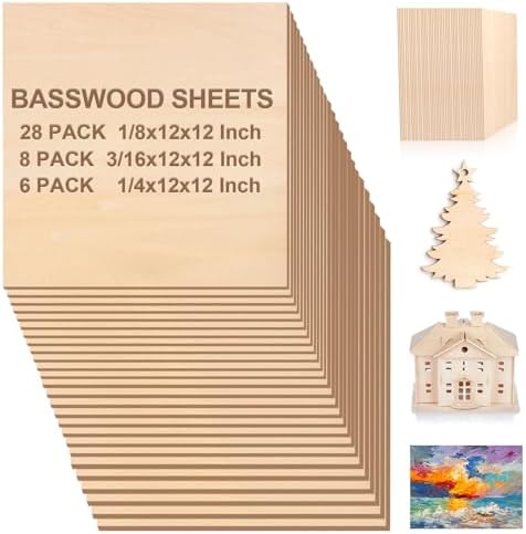 Maker Boards Colors Line Of Double Sided Painted 1/8" Basswood Plywood Sheets, 12x12 Inches, 1/16th And 1/8th Thickness, 17 Colors Available, Laser
