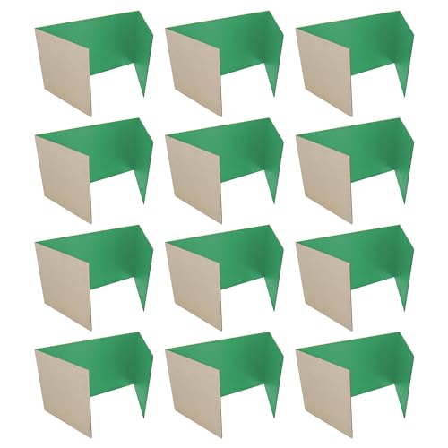 Flipside Products 12 Pack Green Study Carrel, 12”x48” Privacy Boards, Student Privacy and Focus Booth for The Classroom, Desk Divider Cubby for Tests, Made in USA