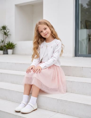 Image of Arshiner Girls Open Front Shrug Cardigan Knit Bolero with Button Closure