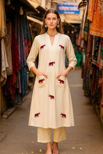 Ensemble kurta confortable et pantalon droit pour masquer les rondeurs avec style