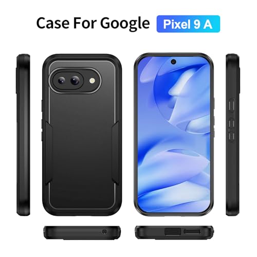 for Pixel 9a Case with Screen Protection: Heavy Duty Protective Shockproof and Scratch Proof Cell Phone case for Google Pixel 9a-Black - image 4