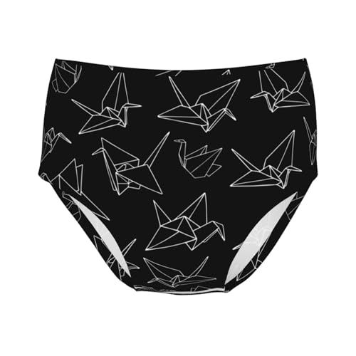 Origami Paper Crane Bird Girls' Underwear Soft Cotton Little Girls Panties Comfort Briefs