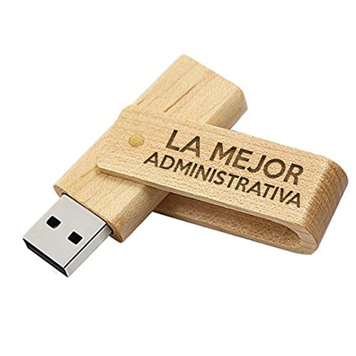 Memoria USB la Mejor administrativa del Mundo - Pendrive 16GB Madera Natural Flashdrive USB Regalo