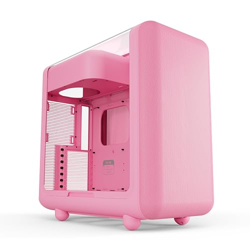 Image of HYTE X50 - Modern Performance ATX Mid-Tower Gaming PC Case - Optimized High Airflow Chassis - Thick, Curved, Laminated Acoustic Glass - Micro Mesh Panel w Sturdy Stamped Steel - Strawberry Milk (Pink)
