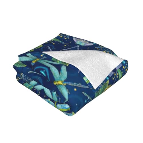 Couverture en flanelle libellule bleue pour cocooning sur canapé - 3