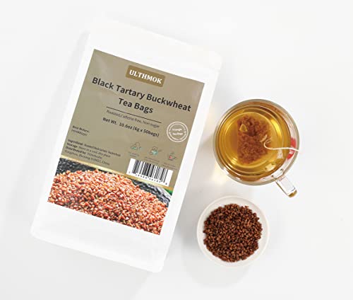 ULTHMOK Himalayan Tartary Buckwheat Tea Bags,6g x 50 Tea Bags/10.6Oz, Black Roasted Buckwheat,100% Natural & Caffeine Free,Roasted Aromatic.