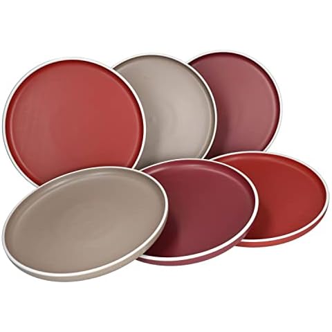 Van Well Liz 6er Set Kuchenteller Ø 20cm I 6 Personen I 6X Steingut-Teller in Sand Cover