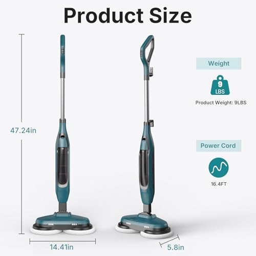 Image of OLIXIS Steam Mop, All-in-One Scrubbing Steam Mops for Floor Cleaning with Rotating Pads, Floor Steamer with 2 LED Lights, 4 Cleaning Modes, Swivel Steering, 16.4 FT Cord, Safe for Hardwood and Tile