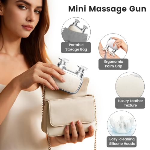 Mini Massage Gun Powerful Percussion Deep Tissue Muscle Massager Silver - image 3