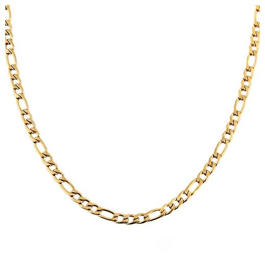 HZMAN Men Women 24k Real Gold Plated Figaro Chain Stainless Steel Necklace, Wide 3mm 5mm 7mm 9mm