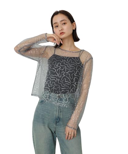 [センスオブプレイス] tシャツ スパンコールチュールトップ レディース AA46-21S007 SILVER one - SENSE OF PLACE(センスオブプレイス) - 商品画像
