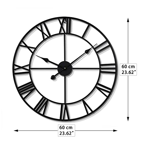 Reloj de pared romano grande de metal con acabado antiguo de lujo 6