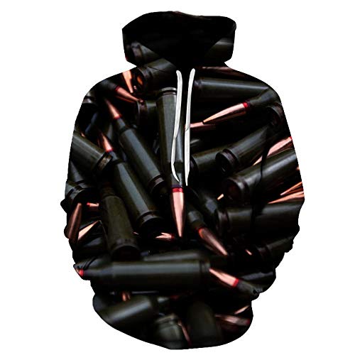 WYxiaobaozi 3D Druck Hoodie Unisex Casual Unisex Sweatshirt Sweatshirt Pullover Mit Taschen 3D Gedruckt Waffe Schwarz Bullet Paar Jacke - Yx 0460 - Baseball Uniform Für Schüler Top Coat-XL Cover