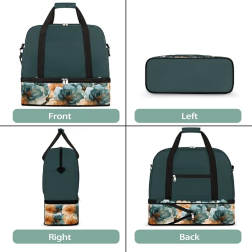 Sports Gym Bag Flower Retro Abstract Large Travel Duffel Bag With Shoe Compartment Foldable Waterproof Carry-On Weekend Travel Bags for Camping Overnight Yoga Hospital Travel Bags3