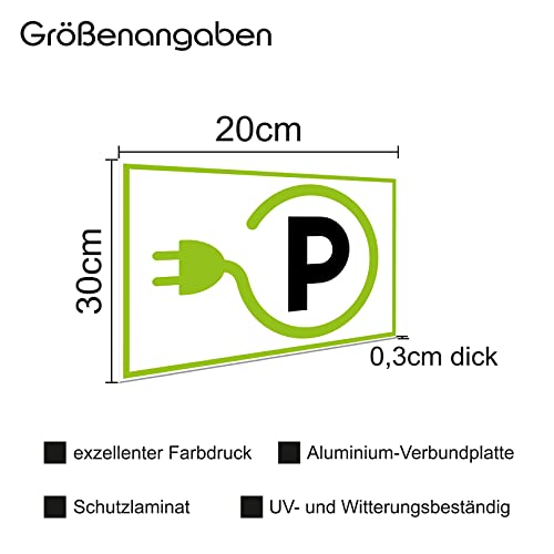 Safety Sign 20 x 30 cm Aluminium Composite Plate for Fence Gate Door Posts Weatherproof Aluminium Sign No Drilling Holes Parking Sign (07 E-Charging Station Landscape) - Image 2