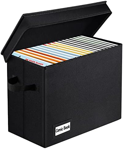 REDSHELL Comic Book Storage, Collapsible Comic Book Storage Boxes with Handles 15.35" X 7.8" X 12.2", Stackable Comic Book Case, Can Holds 150-180 Comics, 1 pack