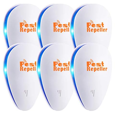 Ultrasonic Pest Repeller, Set of 6-Packs Electronic Plug in Repellent Indoor for Flea, Insects, Mosquitoes, Mice, Spiders, Ants, Rats, Roaches, Bugs, Non-Toxic for Humans & Pets, White. Cover