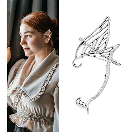 1 Pair Elf Ear Cuffs Retro Hollowed Butterfly Wing Earrings For Fantasy Fairy Ears Ear Cuffs For Women Pierced Elf Ear Cuffs For Fairy Elven Cosplay Costume (Silver) #TOP5