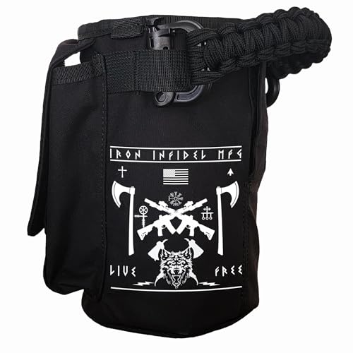 Battle Bottle Sleeve - 64 oz Water Bottle Sleeve Only - Fits Many 2L Steel Water Bottle Cover Rugged & Versatile Design with Storage for Phone, Wallet & Keys - Live Free (Black)