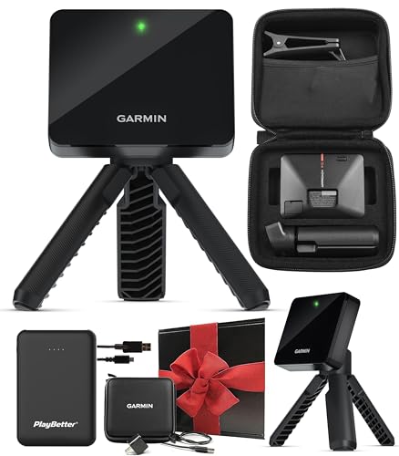 Garmin Approach R10 Portable Golf Launch Monitor & Simulator Gift Box Bundle - Great for Home, Outdoor & Indoor, Projector Compatible with PlayBetter Portable Charger, Case, Tripod & Adapter