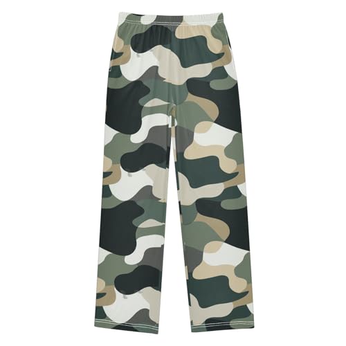 Boys' Pants Trendy Deep Green Camo Long Bottoms Jogger Pants Elastic Waist Trousers with Pockets S-XL