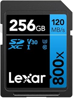 Lexar High-Performance 800x SD Card 256GB, SDXC UHS-I Memory Card BLUE Series, Up to 120MB/s Read, Up to 45MB/s Write, for Point-and-shoot Cameras, Mid-range DSLR, HD Camcorder (LSD0800256G-BNNAG)