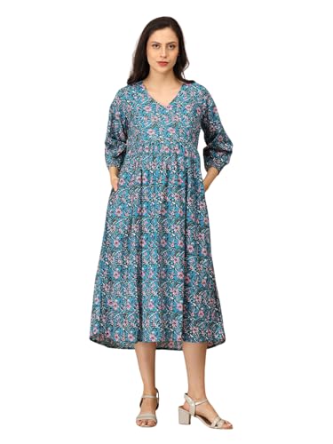Image of The Mom Store Maternity and Nursing Dress | Pre and Post Pregnancy Dress for Womens | Zipper /Button Opening | Causal Wear | Trendy Stylish Causal Dresses for New Moms