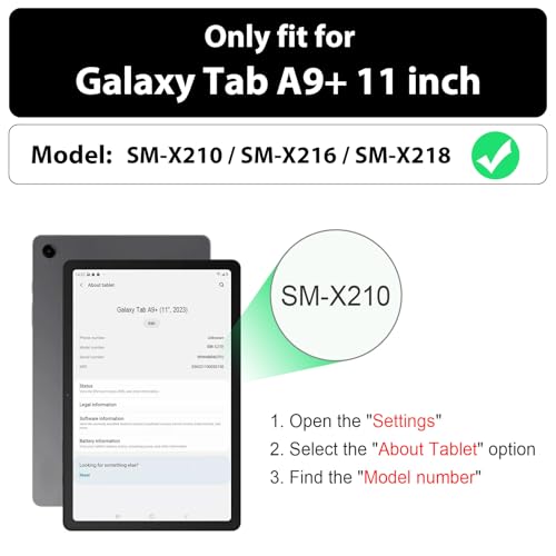 SEYMAC Case for Samsung Galaxy Tab A9+/ A9 Plus Case 11" 2023 (SM-X210/X216/X218), Heavy Duty Shockproof Protective Case with Screen Protector, Rotating Stand and Hand/Shoulder Strap, Black by SEYMAC stock - Image 2
